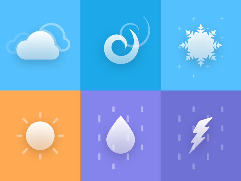 Icons for a weather app by Damian Dmowski on Dribbble
