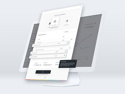 Dashboard - Tune-In / Selection button color graphs icon imac ott select settings table tv ui ux