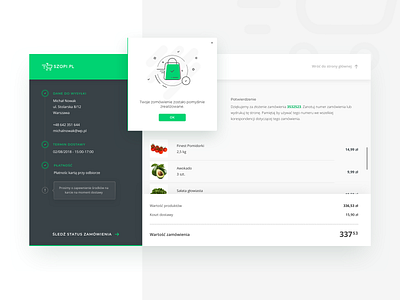 Order Confirmation app confirmation delivery design details ecommerce flat food green icon illustration interface order payment popup sketch ui ux vector web