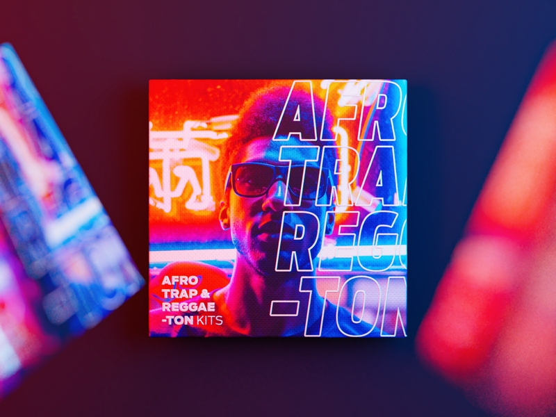 Afro Trap & Reggaeton Kits 3d abstract album art artwork blender cd cover cyber depth of field lights mockup music musician neon packaging reggae retro typogaphy urban