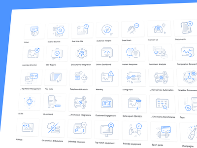 SentiOne - Iconography ai automation blue bot chatbot dashboard design dialog flow icon illustration interface it set sketch technology ui ux vector web