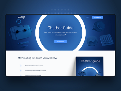Chatbot Guide 3d ai blue bot clean crypto art dark header landing lights marketing neon page pillar saas ui ux web website whitepaper