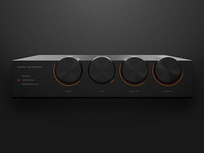 TrapDrive 3d 808 b3d bass black blender branding dark gui interface knob modeling music neumorphic neumorphism orange plugin ui vst