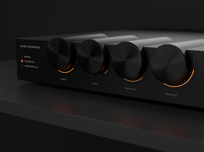 TrapDrive 3d 808 bass black blender circle dark drive effect gui interface knob minimalist modern music orange plugin ui vst