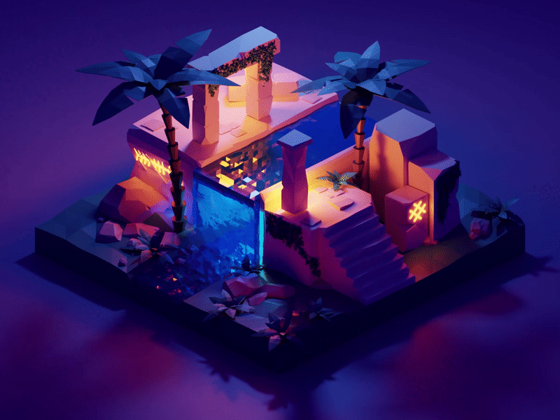 Ruins 3d animation blender design graphic design illustration lowpoly motion graphics