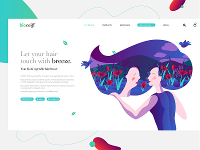 Biocoiff landingpage concept character characterdesign design flat graphic artist hair salon hairdresser illustration infografik landing page landingpage vector