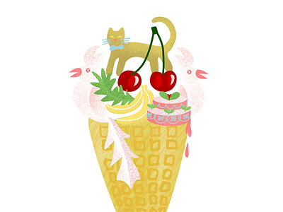 Ice cream illustration cherry ice cream illustration parrots sweet