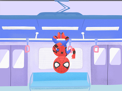 Spider-Man in Metro Train illustration