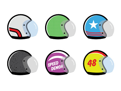 3/4 design helmet icon illustration motorcycle retro vector