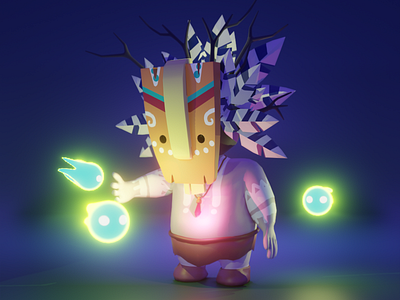 Tiki Shamon Character Design in Blender animation blender 3d character 3d character animation illustration
