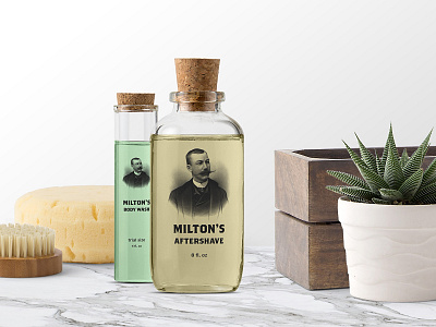 Milton's barbershop branding ephemera hipster manly mustache vintage