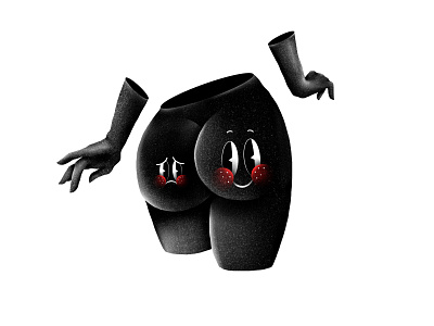 ASS U WANT blackandwhite brushes butt groovy hand illustration photoshop smiley face texture