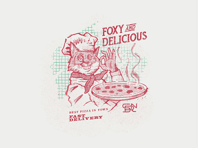 Foxy Pizza branding design illustration illustration art illustrations illustrator pizza pizza logo retro design stamp design vintage design
