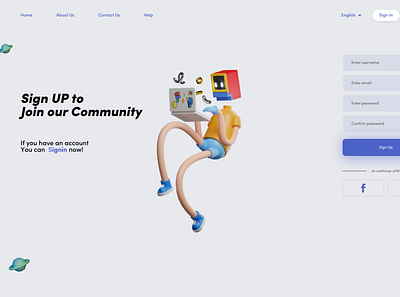 Sign UP Page 3d dailyui design illustration sign up signup ui ui ux uidesign uxdesign webdesign