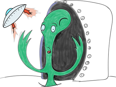 Alien In Panic drawing illustration illustrator sketch