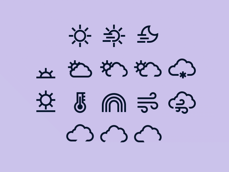 Animated weather icons animations design digital art graphic design icons icons8 motion ui ux vector weather