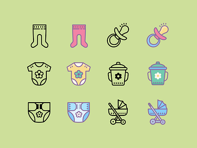 Cute: Baby baby design digital art graphic design icon icons icons8 pacifier stroller ui ux vector