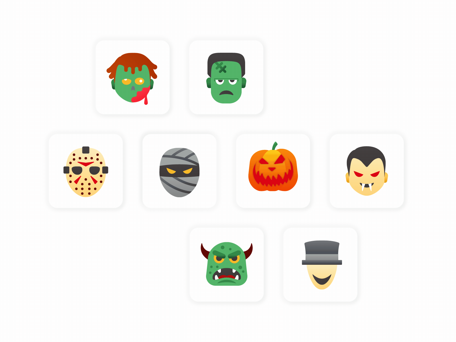 Halloween Fluent icons design digital art frankenstein graphic design halloween icons icons8 monster motion mummy spooky trickortreat ui ux vampire vector zombie