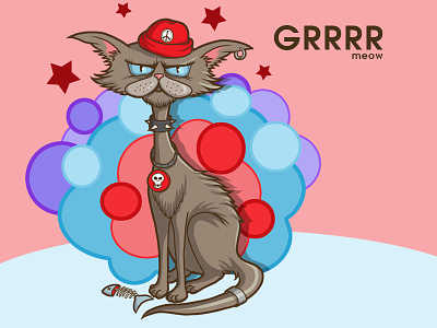 GRRRR meow cat illustration illustration photoshop sticker design tshirt design