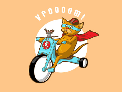 Vrooom!! cat illustration design graphic art illustration photoshop sticker art tshirt design