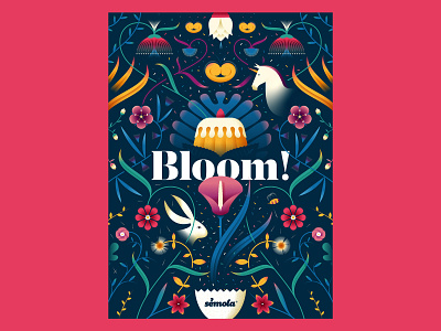 Sémola · Bloom! bakery cake easter floral flower illustration ornament rabbit unicorn vector