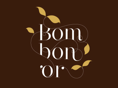 Bombon'or chocolate gold lettering liquor logo