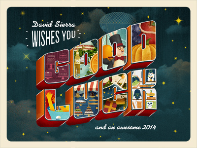 Good Luck card christmas card greetings from new year season greetings
