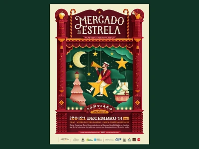 Mercado da Estrela 2014 christmas illustration market poster theatre