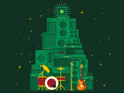 Mercado da Estrela 2017 band christmas drum guitar illustration music poster tree