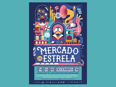 Mercado da Estrela 2018 christmas christmas tree design guitar illustration machine market music piano poster zoltar