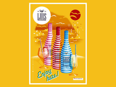 Luis the Marinero Sangrías advertising cocktails design drinks graphic design illustration landscape mediterranean party poster sangría spain summer vermouth