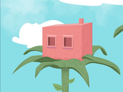 Little house amongst the clouds artwork colorful digitalart drawing house illustration illustrator pink project wip