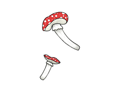 Where's Alice? amanita drawing illustration mushrooms photoshop wacom cintiq