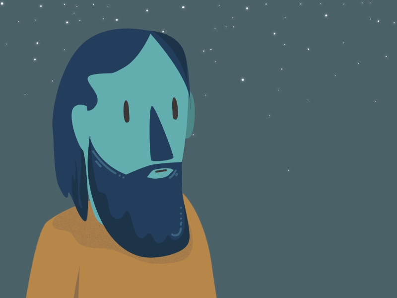 Universe is too heavy to grasp animation beard dude gif illustration illustrator man stars universe