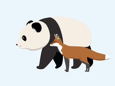 Panda & Fox animals animation fox illustration illustrator panda vector