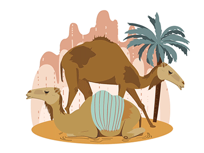 In the desert after effects animation camel desert gif illustration loop oasis