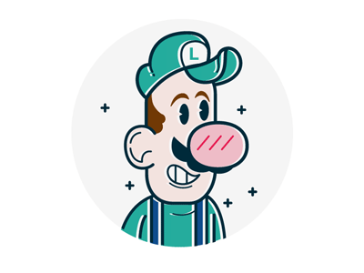 Luigi Profile Icon, Color icon illustration line art vector