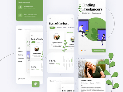 Freelance Job Concept android app clean design flat freelance green hiring interface ios job mobile modern purple schedule sketch ui user ux work