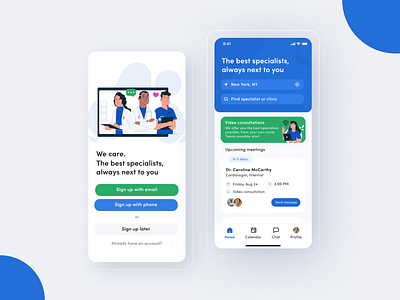 Healthcare App app blue clean clinic design doctor doctor appointment green health health app help interface ios medicine mobile mobile ui patients ui ux video