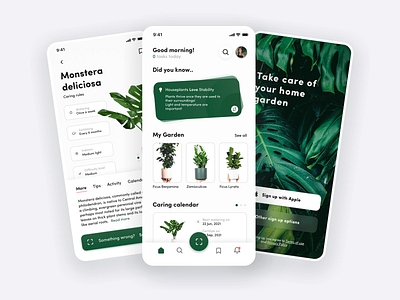 Plant app - Mobile concept app for home garden app application clean concept app design eco flowers gardening gardens green interface mobile modern plant app plant care planting ui ux