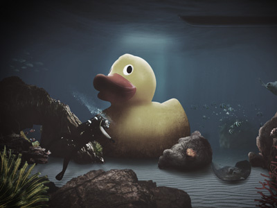 Sunken Rubber Duck composite diver ocean photoshop rubber duck underwater