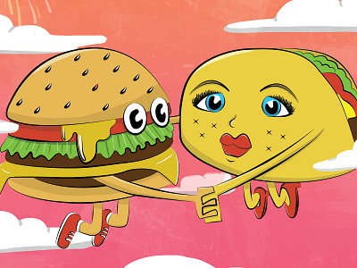 Cheeseburger Taco Love advertising cheeseburger illustration taco