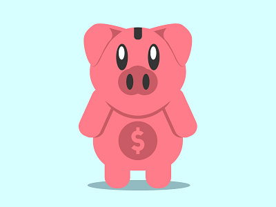 Piggy Bank bank character cute design logo pig piggy pink vector