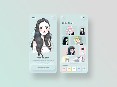 Illus - Illustrator social media profile artist concept design illustration illustrator layout minimal mobile neomorphism neumorphic ui uidesigner