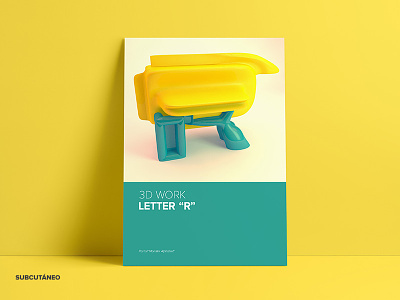 Letter R Poster 3d design mockup multimedia poster type typography work yellow