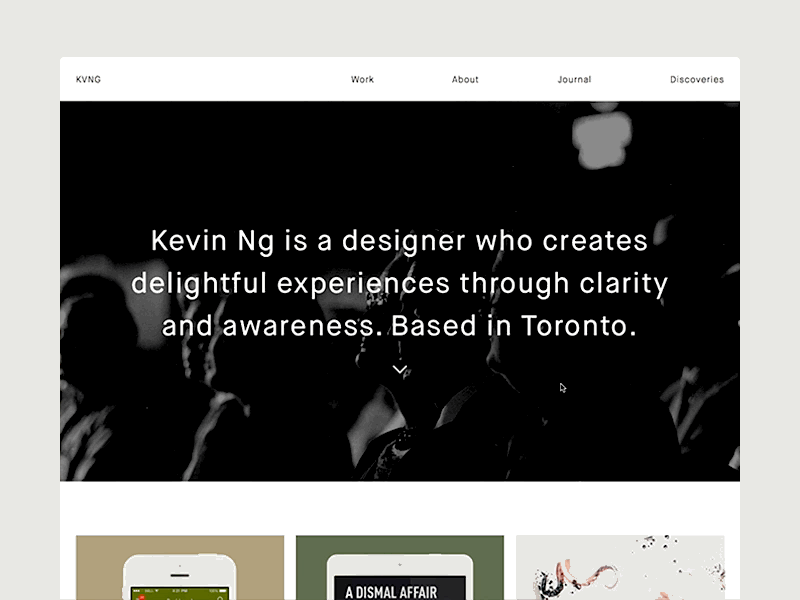 KVNG / Portfolio Website [GIF] css design gif grid html minimal personal portfolio responsive web web design website