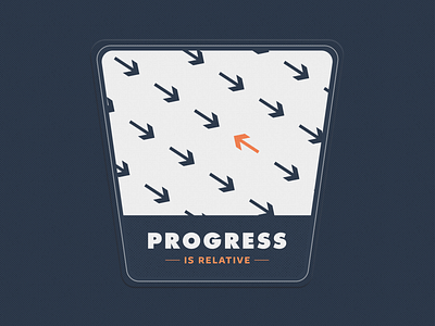 Progress is Relative adobe blending modes blue concept design halftone illustrator logo logos orange pin progress