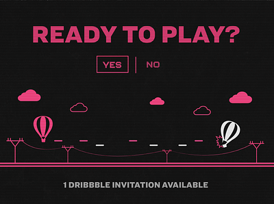 Dribbble Invitation Available 8bit dribbble invite game gamer hotairballoon illustration illustrator invitation invite player