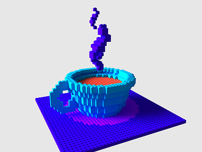 Coffee time 3d 3d art cubes isometric lego render voxel voxel art voxelart