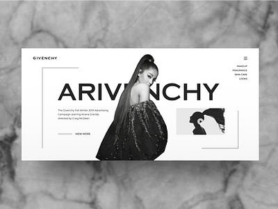 Homepage - Beauty Site - Arivenchy / Givenchy artist page design illustration ui ux web design